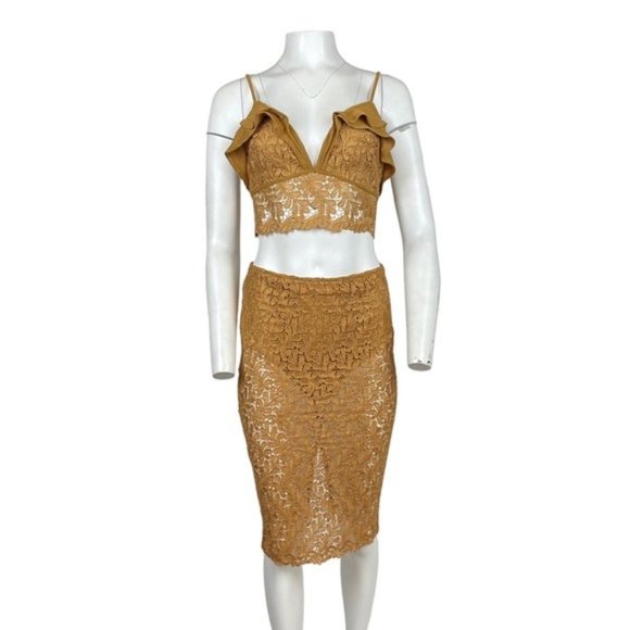 Scoop Lace Top and A-line Chiffon Skirt Set Sunset main image 1
